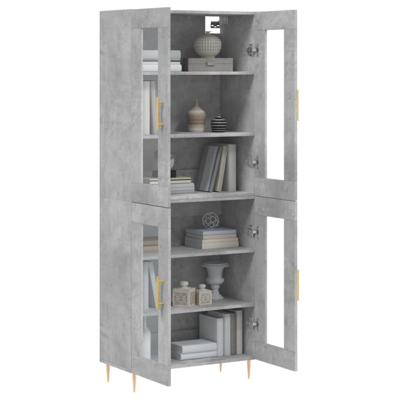 Witrynka, szarość betonu 69,5x34x180 cm materiał drewnopochodny