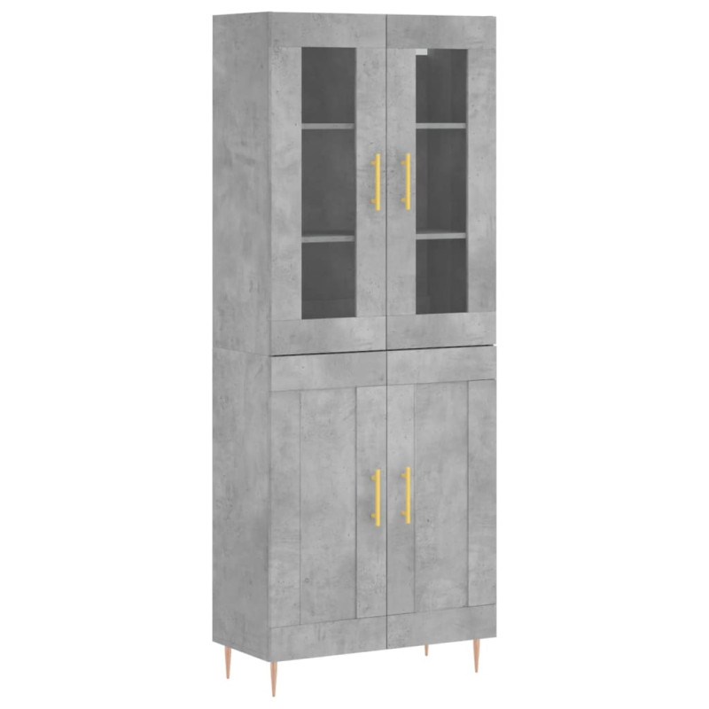 Witrynka, szarość betonu 69,5x34x180 cm materiał drewnopochodny