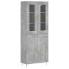 Witrynka, szarość betonu 69,5x34x180 cm materiał drewnopochodny