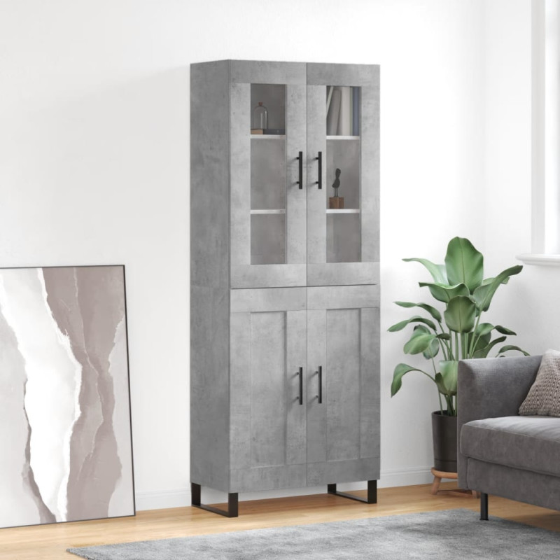 Witrynka, szarość betonu 69,5x34x180 cm materiał drewnopochodny