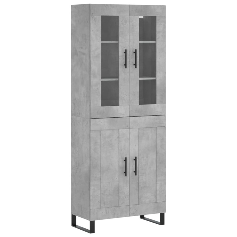 Witrynka, szarość betonu 69,5x34x180 cm materiał drewnopochodny