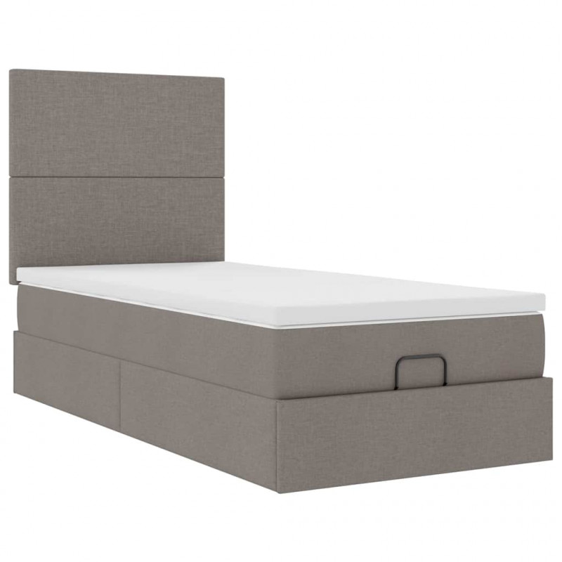Rama łóżka otomana z materacem, taupe, 80x200 cm, tkanina