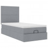 Łóżko Ottoman z materacem i LED, jasnoszary, 90x200 cm, tkanina