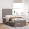 Łóżko otomana z materacem i LED, taupe, 90x200 cm, tkanina