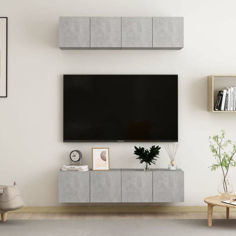 Szafki TV, 4 szt., szarość betonu, 60x30x30 cm, płyta wiórowa