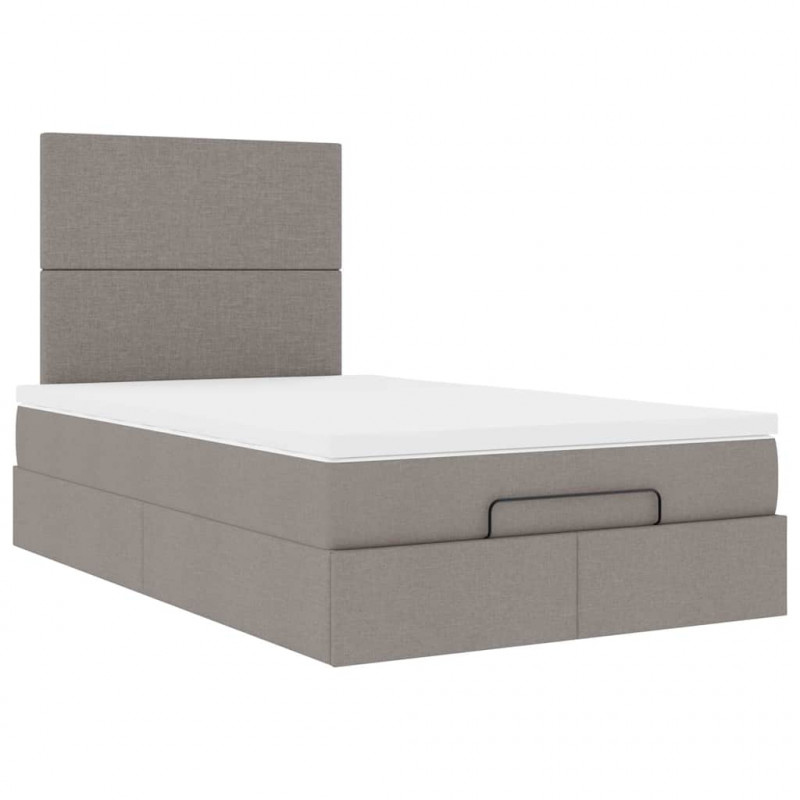 Rama łóżka otomana z materacem, taupe, 120x200 cm, tkanina