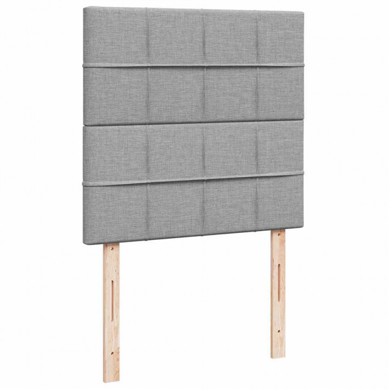 Łóżko Ottoman z materacem i LED, jasnoszary, 90x200 cm, tkanina