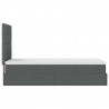 Łóżko otomana z materacem i LED, ciemnoszary, 90x200 cm tkanina