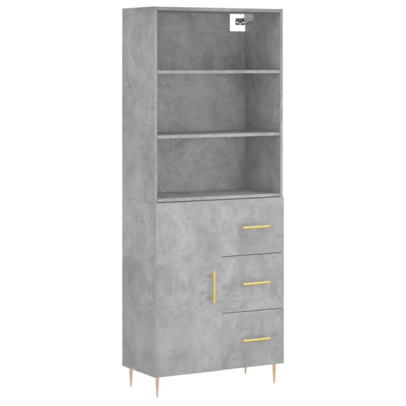 Witrynka, szarość betonu 69,5x34x180 cm materiał drewnopochodny