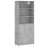Witrynka, szarość betonu 69,5x34x180 cm materiał drewnopochodny