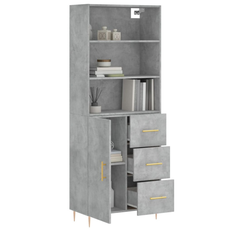 Witrynka, szarość betonu 69,5x34x180 cm materiał drewnopochodny
