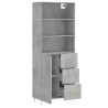 Witrynka, szarość betonu 69,5x34x180 cm materiał drewnopochodny