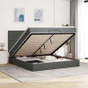 Rama łóżka otomana z materacem, szara, 180x200 cm, tkanina
