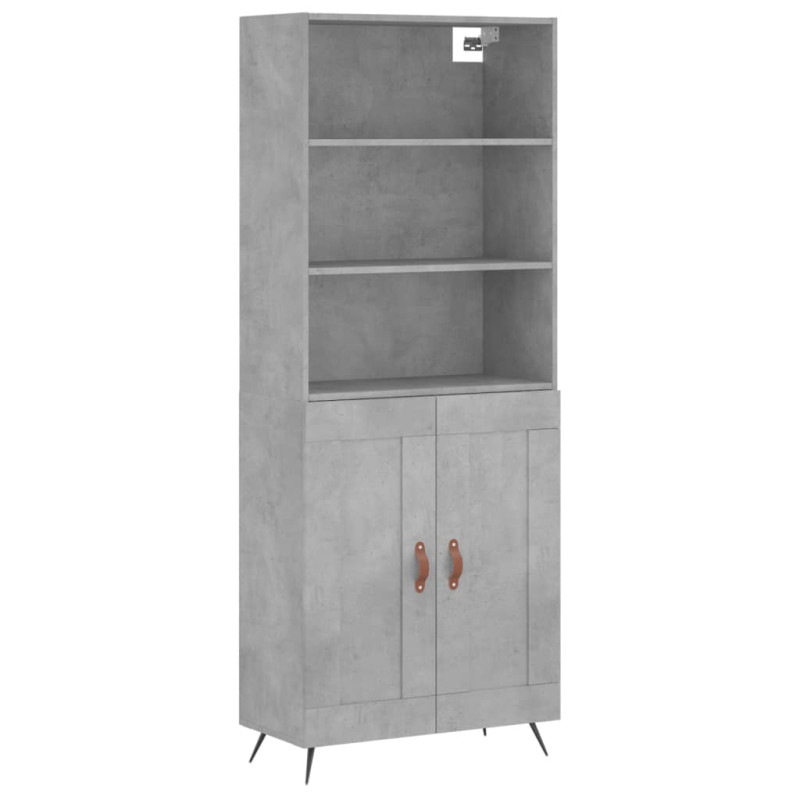 Witrynka, szarość betonu 69,5x34x180 cm materiał drewnopochodny