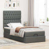 Łóżko Ottoman z materacem i LED, ciemnoszary, 80x200cm, tkanina