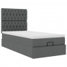 Łóżko Ottoman z materacem i LED, ciemnoszary, 80x200cm, tkanina