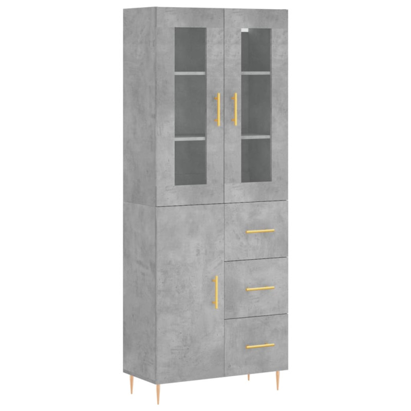 Witrynka, szarość betonu 69,5x34x180 cm materiał drewnopochodny