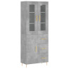 Witrynka, szarość betonu 69,5x34x180 cm materiał drewnopochodny