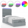 Łóżko Ottoman z materacem i LED, jasnoszary, 90x200 cm, tkanina