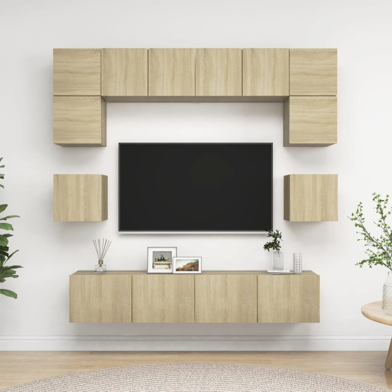 8-cz. zestaw szafek TV, dąb sonoma, materiał drewnopochodny