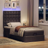 Łóżko otomana z materacem i LED ciemnobrązowy 90x200 cm tkanina