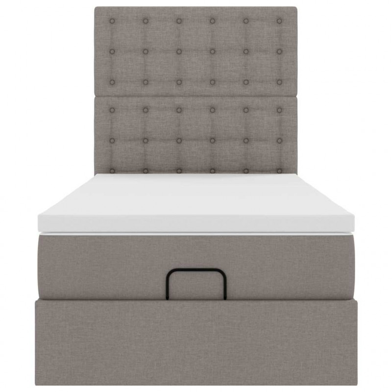 Łóżko otomana z materacem i LED, taupe, 90x200 cm, tkanina