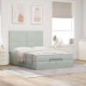 Rama łóżka otomana z materacami, szara, 140x200 cm, aksamit