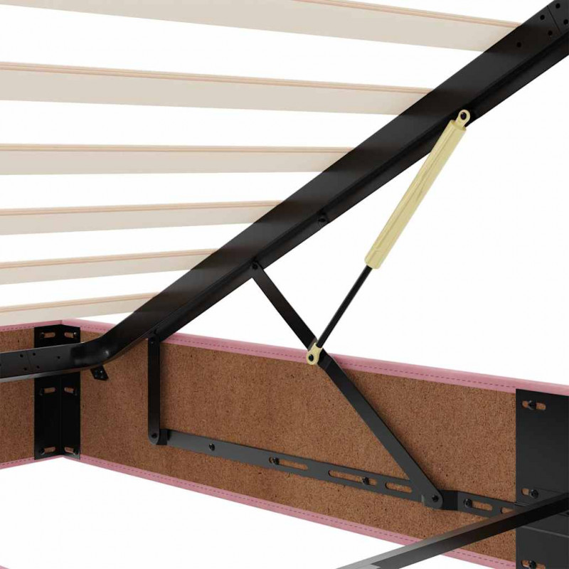 Rama łóżka otomana z materacami, różowa, 140x200 cm, aksamit