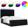 Rama łóżka otomana z materacami, czarna, 140x190 cm, aksamit
