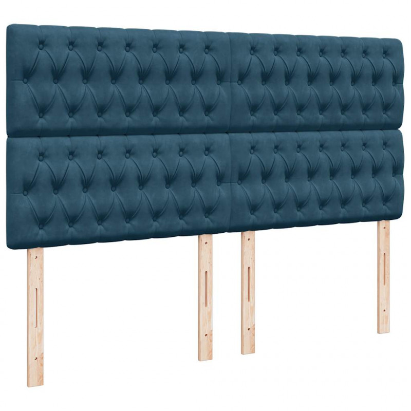 Rama łóżka otomana z materacami, niebieska, 180x200 cm, aksamit