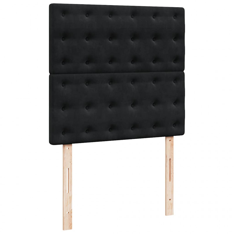 Rama łóżka otomana z materacami, czarna, 100x200 cm, aksamit