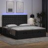 Łóżko otomana z materacami i LED, czarna, 180x200cm, ekoskóra