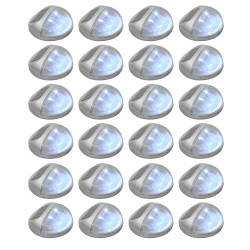 Solarne lampy ścienne LED do ogrodu, 24 szt., okrągłe, srebrne