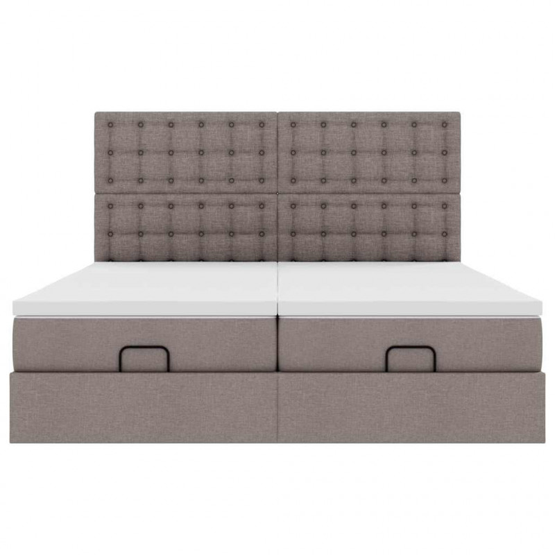 Rama łóżka otomana z materacami, taupe, 180x200 cm, tkanina