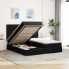 Rama łóżka otomana z materacami, czarna, 160x200 cm, aksamit