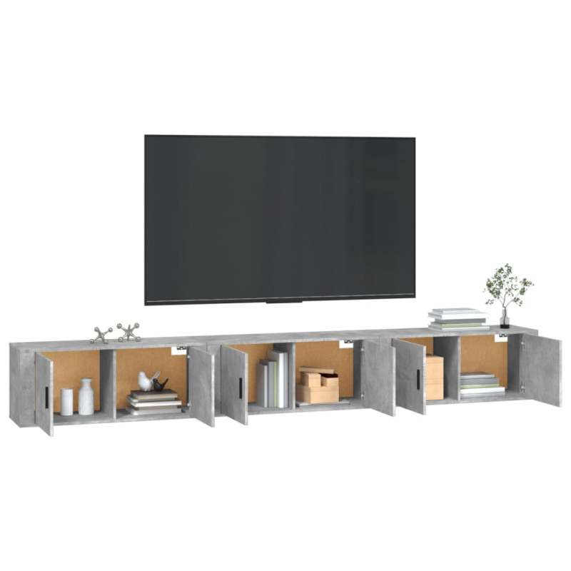 Wiszące szafki TV, 3 szt., szarość betonu, 100x34,5x40 cm