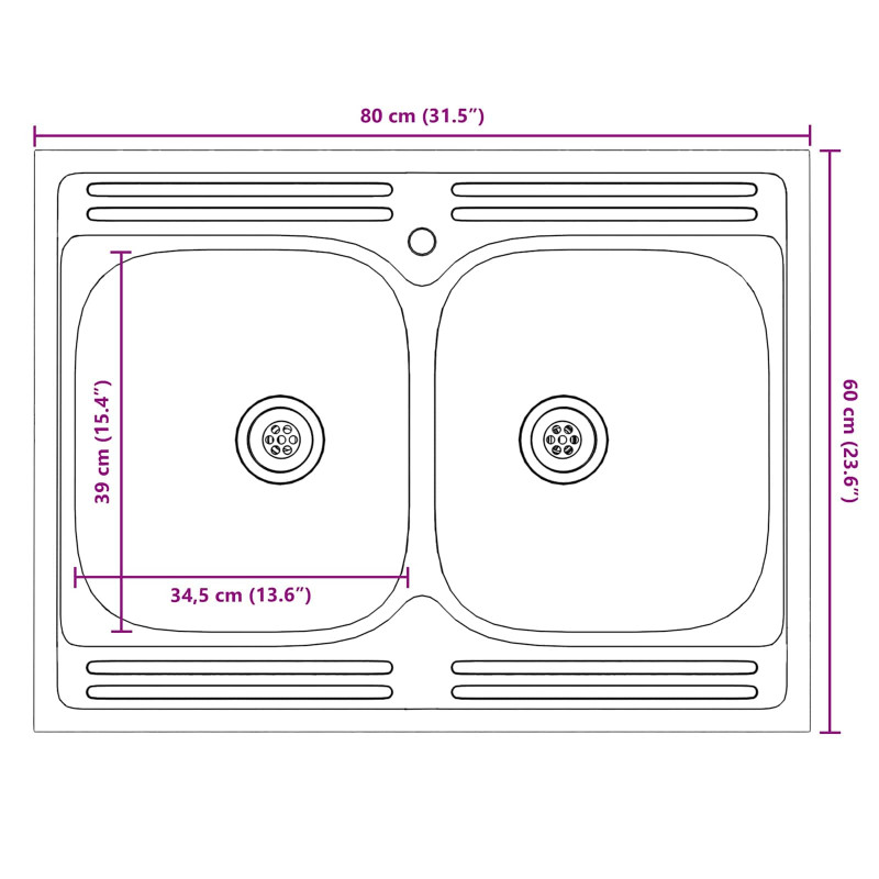 Szafka pod zlew Lucca 2 pcs Dąb Sonoma Materiał drewnopochodny