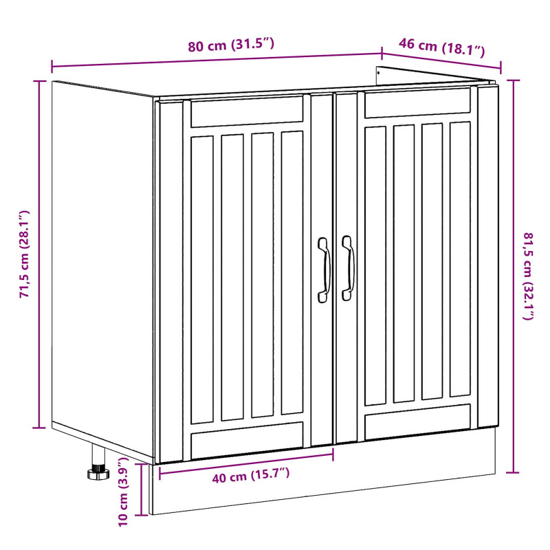 Szafka pod zlew z przechowywaniem Lucca 2 pcs Betonowy szary