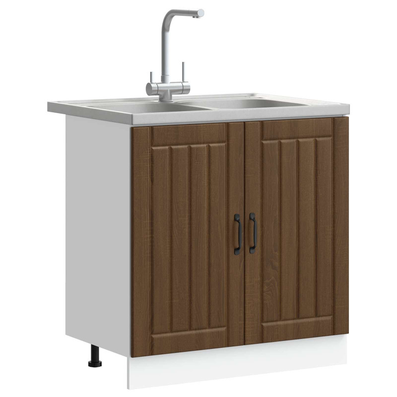 Szafka pod zlew Lucca 2 pcs Brązowy dąb Materiał drewnopochodny