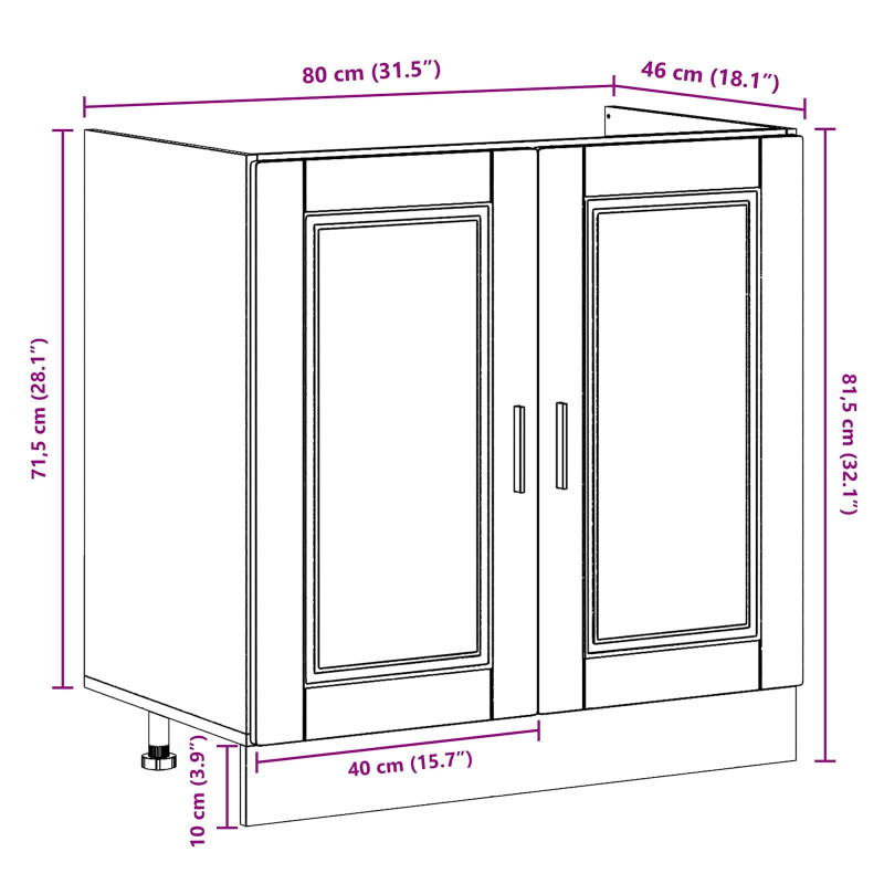 Szafka pod zlew Porto 2 pcs Brązowy Materiał drewnopochodny