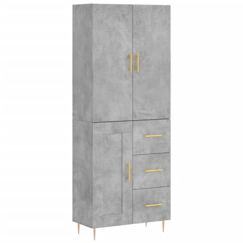 Witrynka, szarość betonu 69,5x34x180 cm materiał drewnopochodny