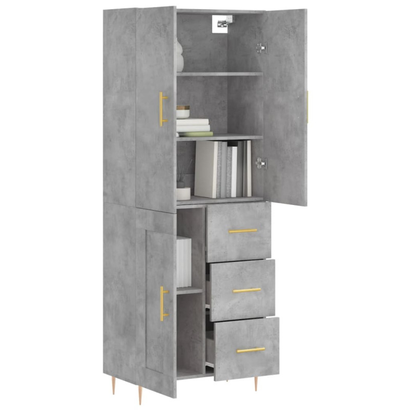 Witrynka, szarość betonu 69,5x34x180 cm materiał drewnopochodny
