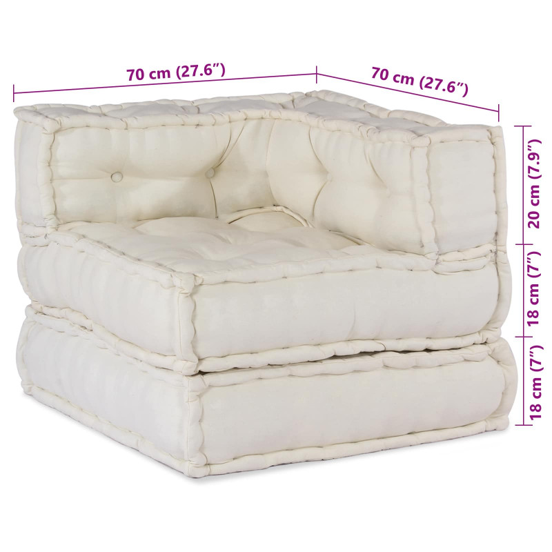 Modularna sofa patchworkowa 2 pcs Kremowy 140 x 70 x 56 cm