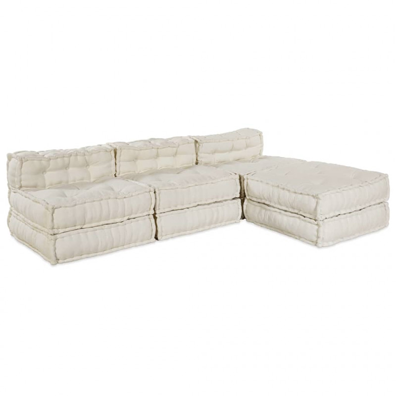 Modularna sofa patchworkowa 4 pcs Kremowy tkanina