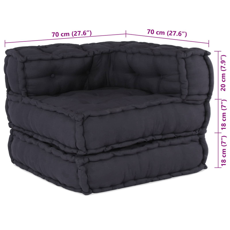 Modularna sofa patchworkowa 2 pcs Antracyt 140 x 70 x 56 cm