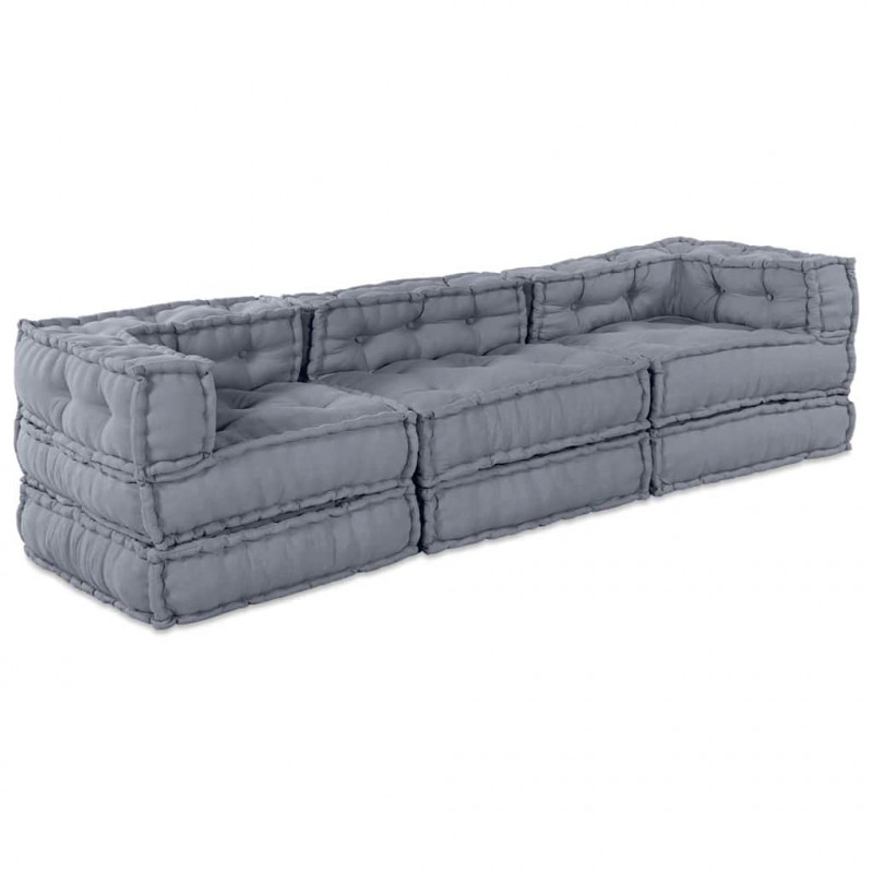 Modularna sofa patchworkowa 3 pcs Szary tkanina