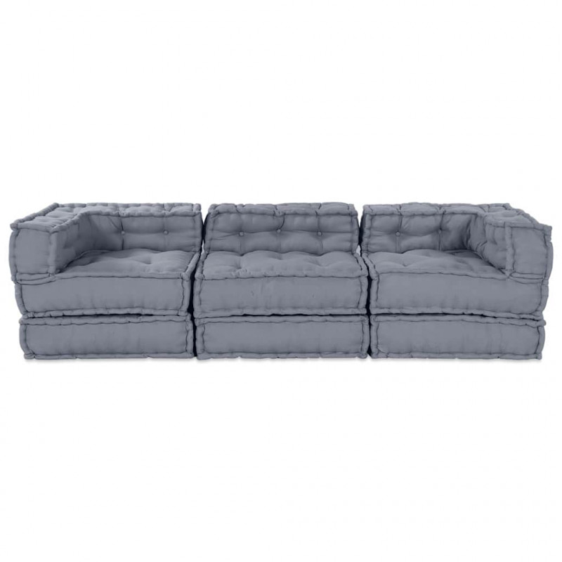 Modularna sofa patchworkowa 3 pcs Szary tkanina