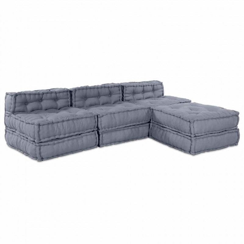 Modularna sofa patchworkowa 4 pcs Szary tkanina