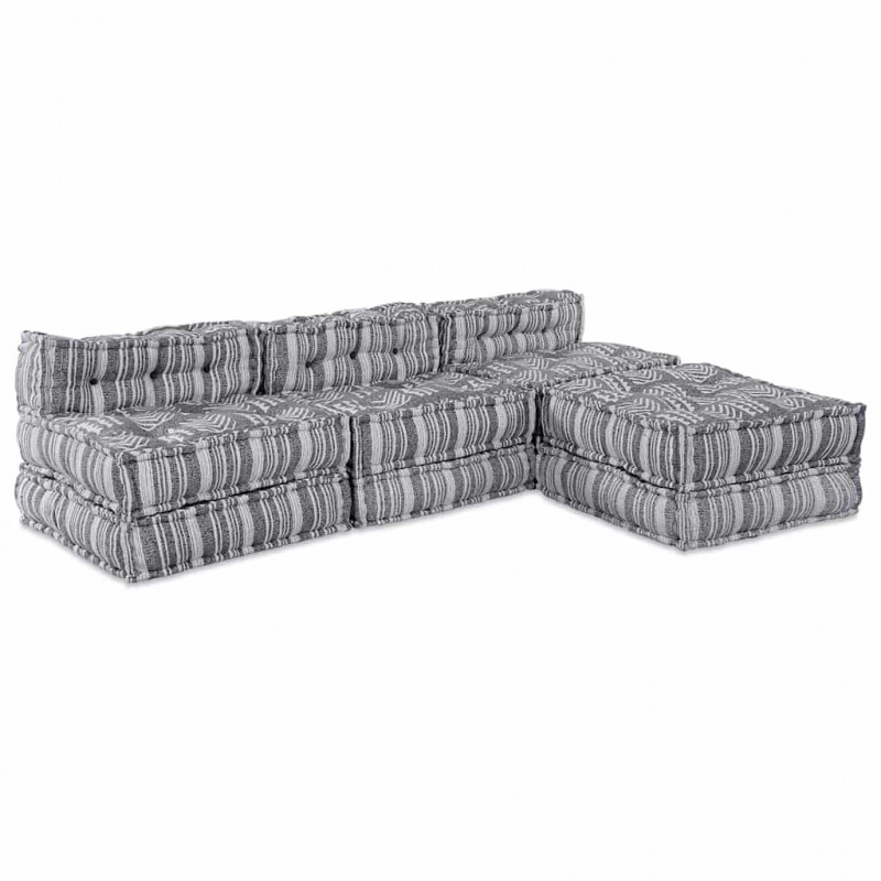 Modularna sofa patchworkowa 4 pcs Szary Print tkanina