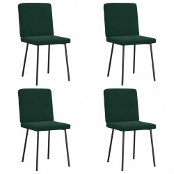 Krzesła stołowe, 4 szt., ciemnozielone, obite aksamitem